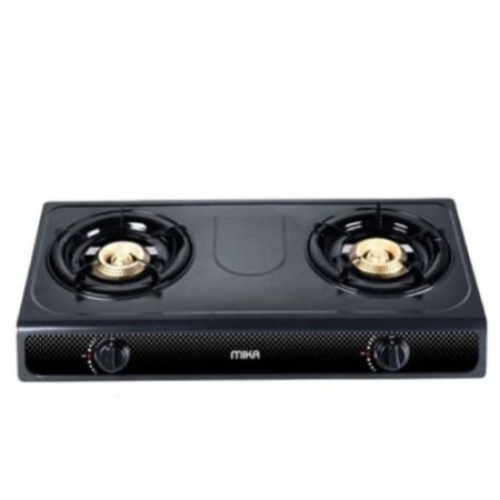 MIKA Gas Stove Non-Stick, Double Burner, Dark Grey MGS1102