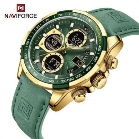 Naviforce Men Luxury Sport leather Band wrist Watch nf9197 silver
