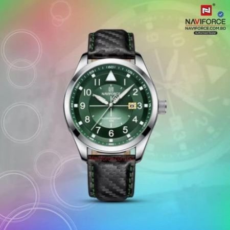 Naviforce Leather Water resistant Men Watch 8022 L – Green