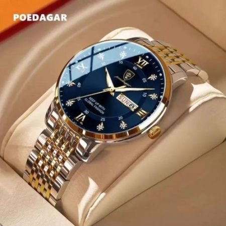 POEDAGAR Luxury Diamond Business Stainless Steel Men Luxury Wristwatches