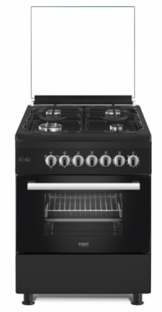 VON Cooker 4 Gas + Electric oven - VAC6FE40UK Graphite black