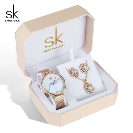 A Classic Ladies Watch  Necklace Earrings Gift Set