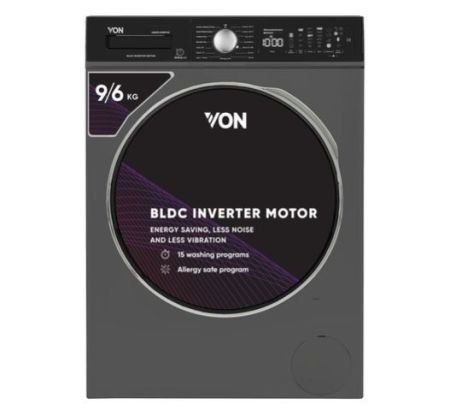 Von VAWD-906FVK Front Load Washer Dryer 9/6 KG - Silver