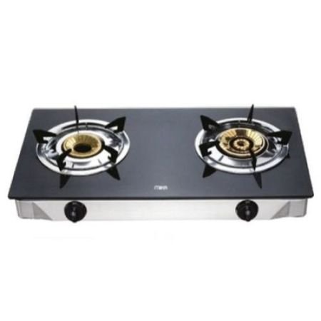 MIKA Gas Stove, Glass Top, Double Burner, Black MGS7002HC